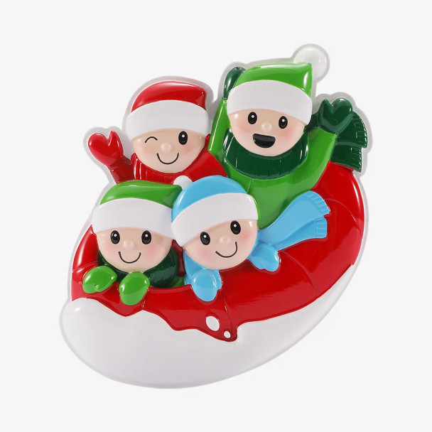 FAMILY OF 4 SNOW TUBING ORNAMENT - OR3085-4