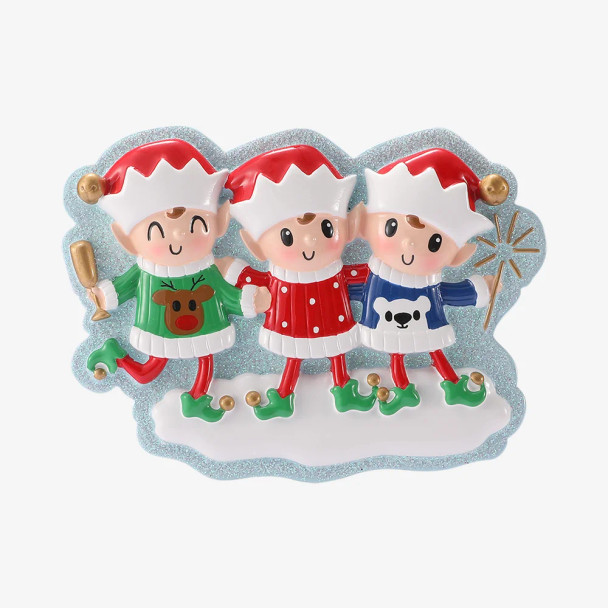 FAMILY OF 3 ELVES IN SWEATERS ORNAMENT - OR3086-3