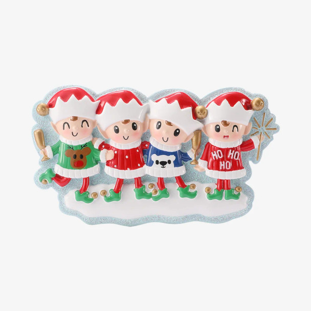 FAMILY OF 4 ELVES IN SWEATERS ORNAMENT - OR3086-4