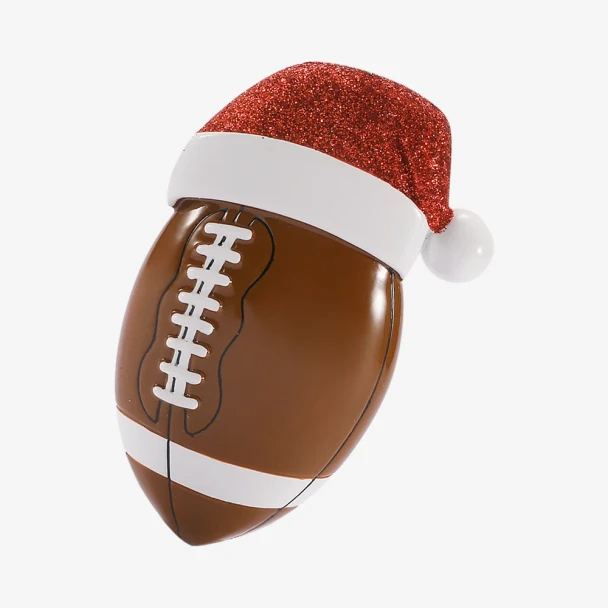 FOOTBALL WITH SANTA HAT ORNAMENT - OR3112