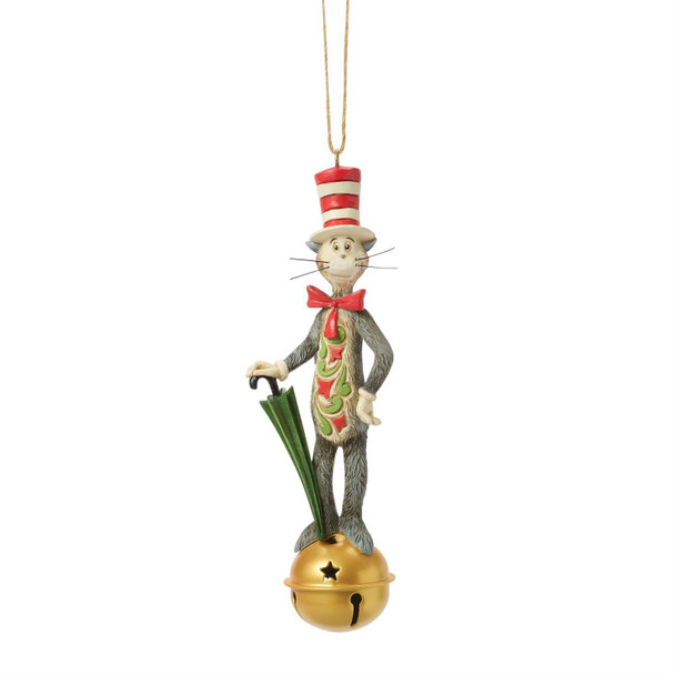 CAT IN HAT ON JINGLE BELL ORNAMENT - JIM SHORE - 6019168