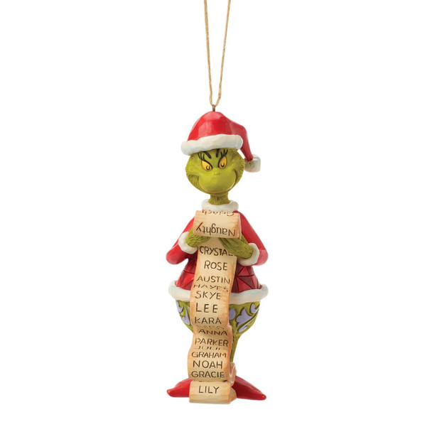 GRINCH WITH NAUGHTY LIST ORNAMENT - JIM SHORE - 6019146