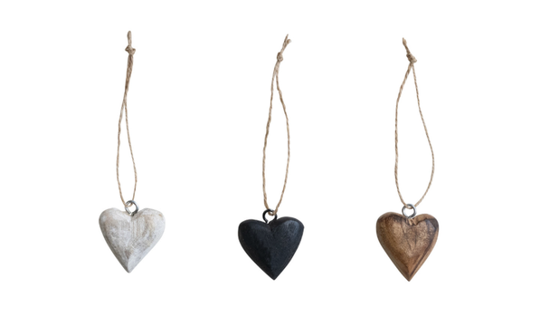 MANGO WOOD HEART ORNAMENT - XS7508