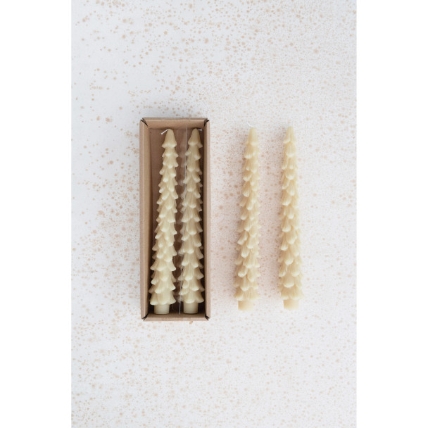 UNSCENTED TREE SHAPED TAPER CANDLES SET OF 2 - XS0432