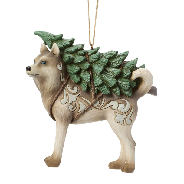 WOODLAND HUSKY WITH TREE ORNAMENT - JIM SHORE - 6019318