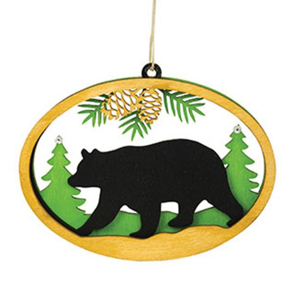 LASER CUT WOOD BEAR LEAVENWORTH ORNAMENT - 895-01