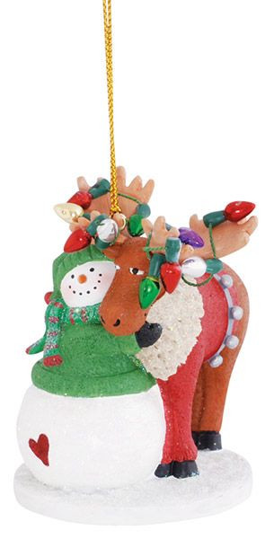 LEAVENWORTH SNOWMAN AND MOOSE ORNAMENT - 859-54