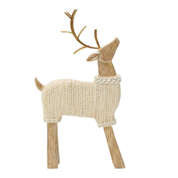 RESIN HEMP ROPE WOODGRAIN DEER LOOKING UP - 6019687