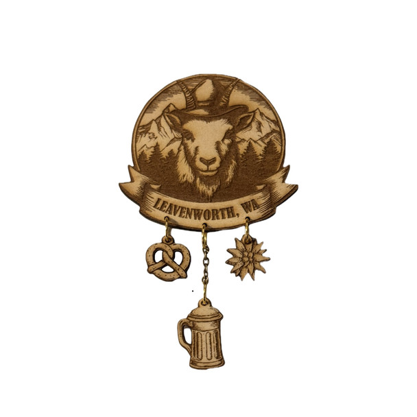 WOODEN LEAVENWORTH GOAT MAGNET - CA093