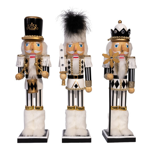 BLACK WHITE GOLD NUTCRACKER - G5018