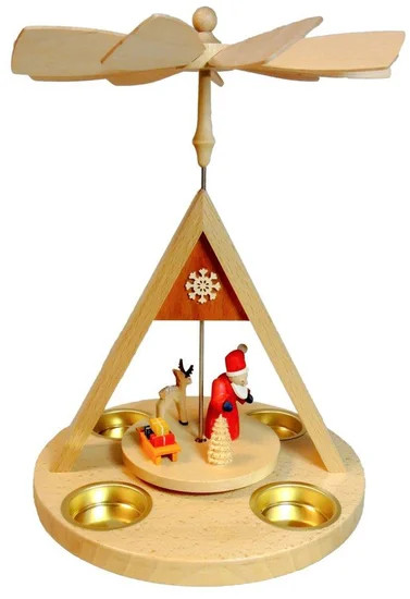 SANTA WITH REINDEER SNOWFLAKE TEALIGHT PYRAMID - 15632