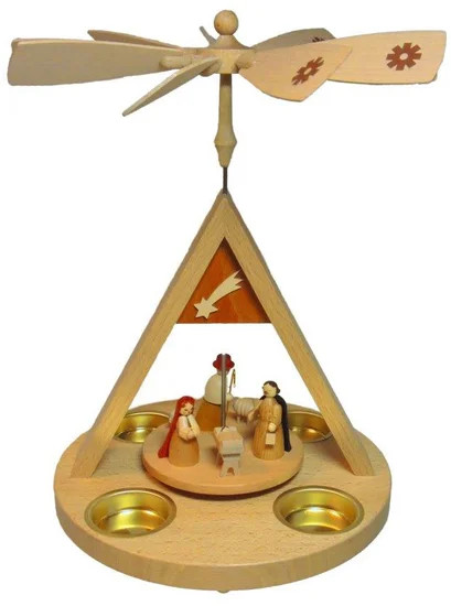 NATURAL NATIVITY SCENE TEALIGHT PYRAMID - 15634