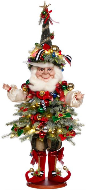 CHRISTMAS TREE ELF WITH LIGHTS ON BASE - MEDIUM - 51-64178