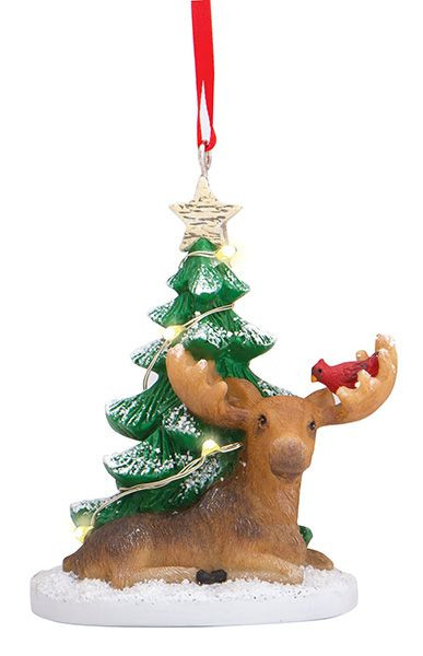 LEAVENWORTH LIGHT UP MOOSE AND TREE ORNAMENT - 880-81