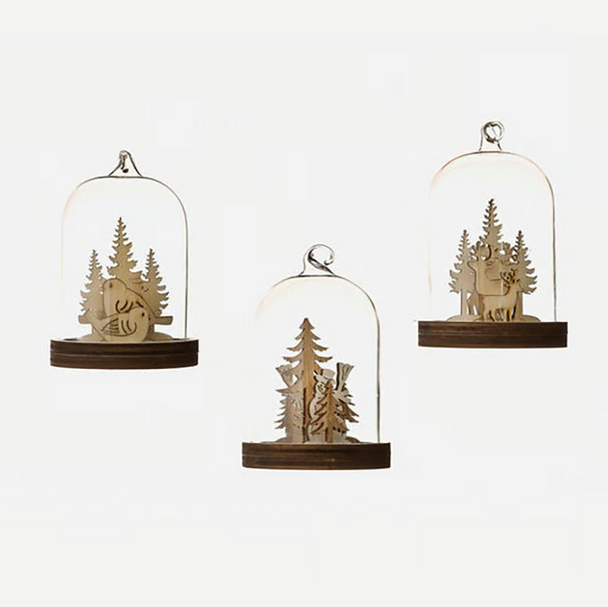 GLASS WOODLAND DOME ORNAMENT - EM1349