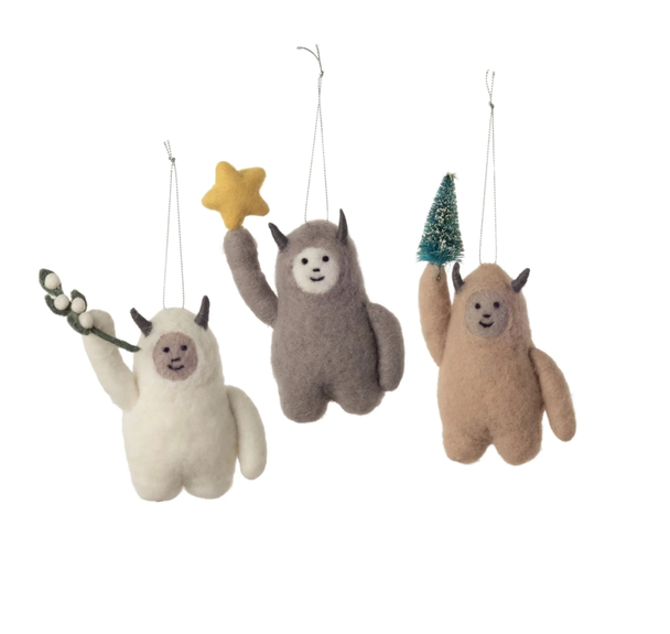 FELT ABOMINABLE SNOWMAN ORNAMENT - HB0152