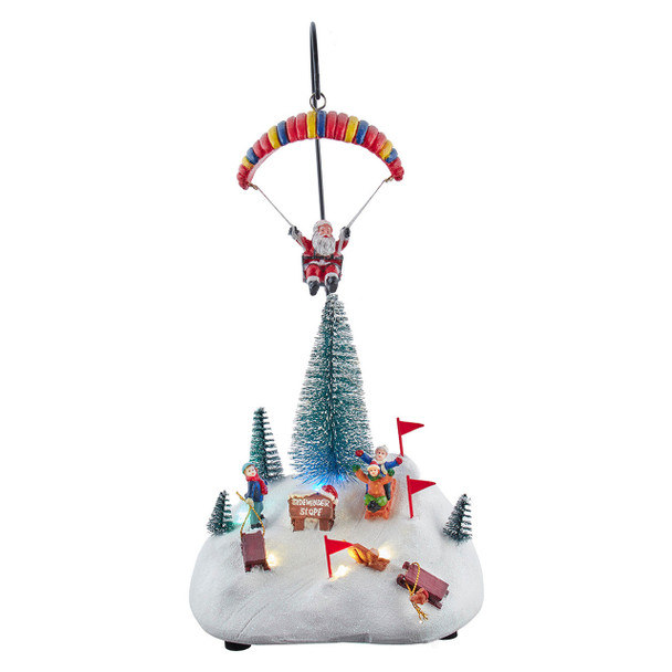 LED MUSICAL PARACHUTE SANTA AND SKIING SCENE - JEL1337