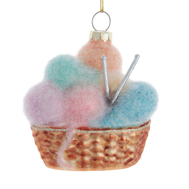 GLASS BASKET OF YARN - T4017