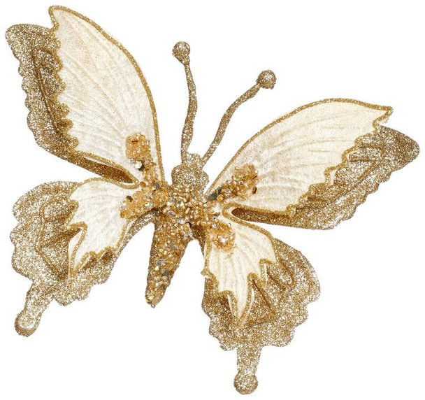 GLITTER FANTASY BUTTERFLY CLIP - 9X3 INCHES - 07-60630-GLD