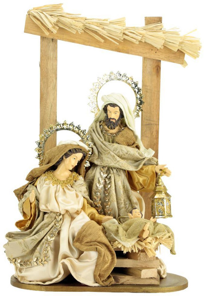 HOLY FAMILY ON STABLE - 19 INCHES - 11-67506-IVO