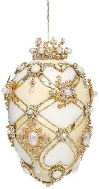 FABERGE JEWEL EGG - WHITE/CREAM - 7 INCHES - 36-61480