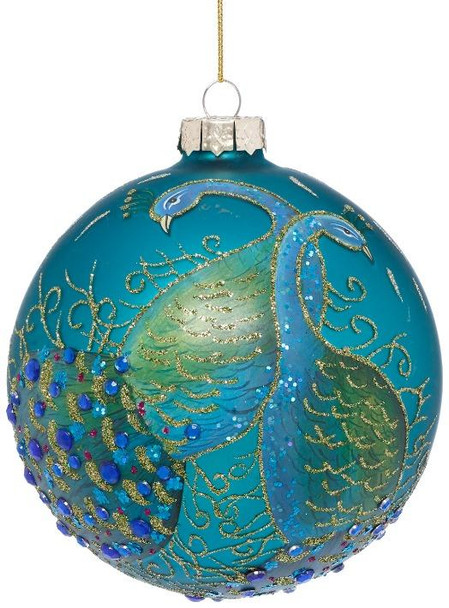 PEACOCK BALL - SINGLE ORN - 5 INCHES - 38-61954