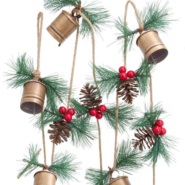 6' GOLD BELLS AND PINECONE GARLAND - TD1835
