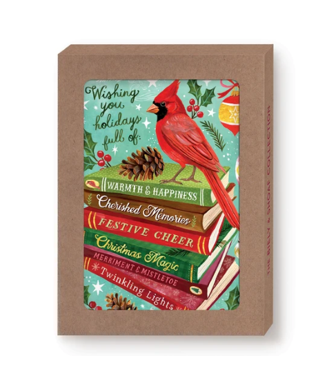HOLIDAY WISHES BOOK STACK - BOXED CARDS - KDX017BX