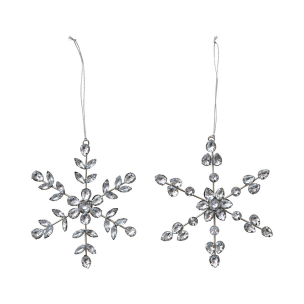 ACRYLIC JEWEL AND METAL SNOWFLKE - SILVER - XS9833A