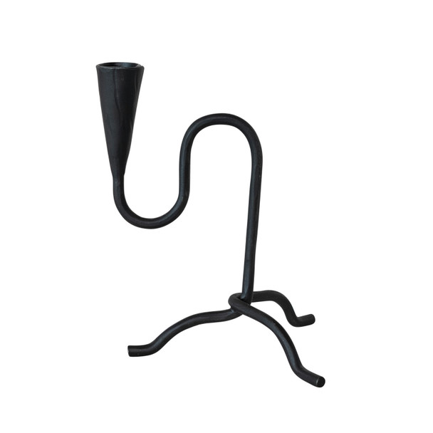 HAND-FORGED IRON TAPER HOLDER - LEFT - BLACK - XT0535