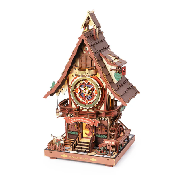 LIT ANIMATED CUCKOO CLOCK - MECHANICAL 3D WOODEN PUZZLE - ROKR - LC901C