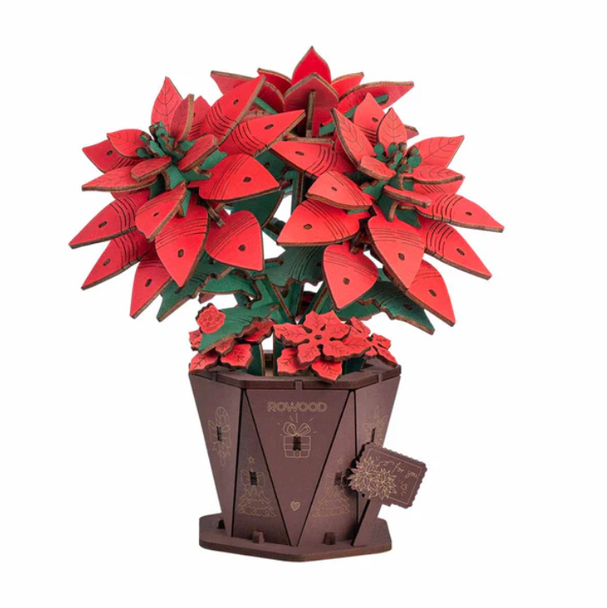 POINSETTIA - DIY FLOWER BOUQUET - 3D WOODEN PUZZLE - ROWOOD - TF001
