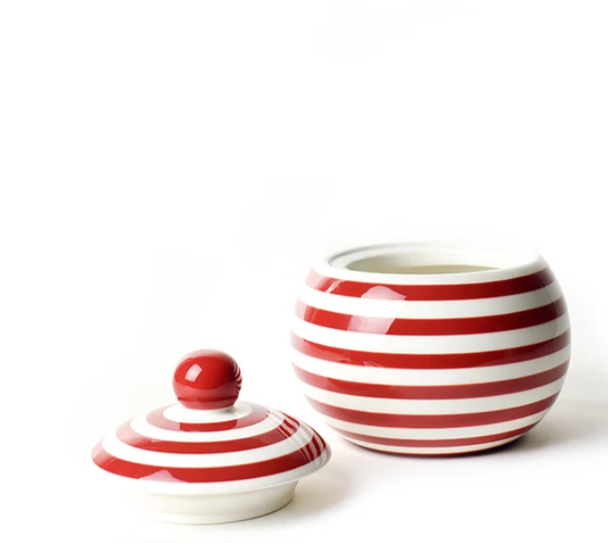 RED STRIPE MEDIUM ROUND LOLLIPOP JAR WITH LID - STR-MLPJAR-RD