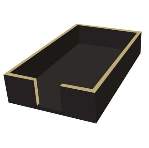 LACQUERED WOOD NAPKIN CADDY - EMERALD/GOLD - GUEST TOWEL SIZE - 850061