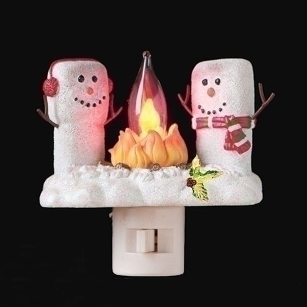 MARSHMALLOW SNOWMAN FLICKER FLAME NIGHT LIGHT - 165115