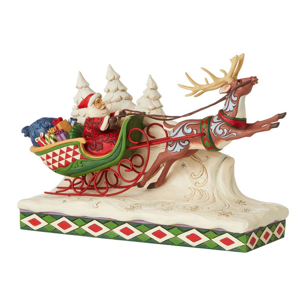 REINDEER PULLING SANTA IN SLEIGH - 6006635