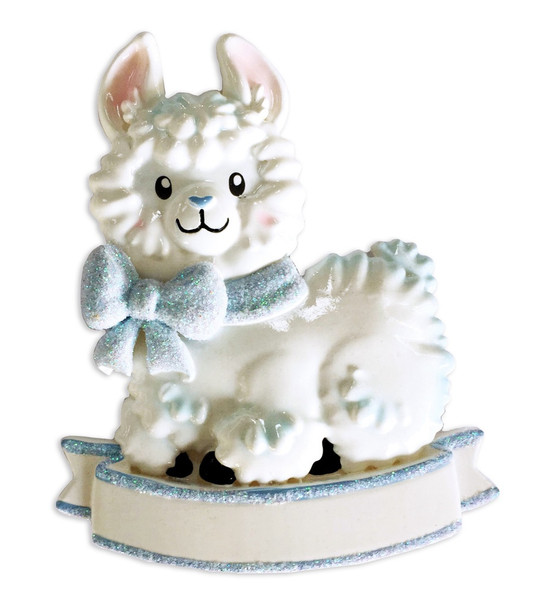 BLUE BOW LLAMA  ORNAMENT - OR1917-B