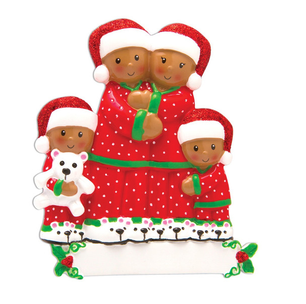 FAMILY OF 4 PAJAMA DARK TONE ORNAMENT - AA1470-4