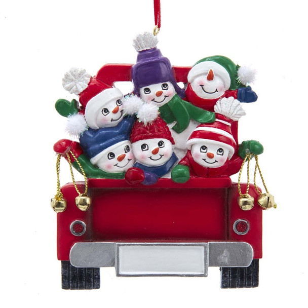 6 SNOWMEN ON TRUCK FAMILY ORN