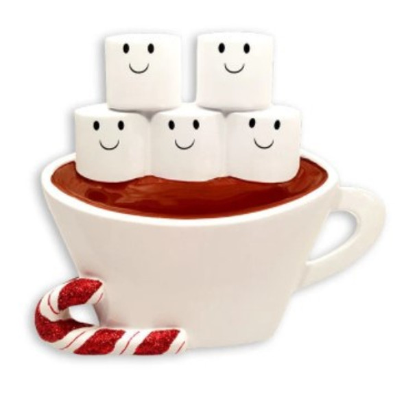 FAMILY OF 5 MARSHMALLOWS HOT CHOCOLATE ORNAMENT - OR1213-5