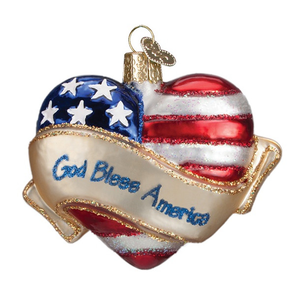 GOD BLESS AMERICA HEART ORNAMENT - 30037