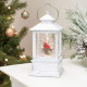 LED SWIRL WHITE LANTERN WITH CARDINAL WATER GLOBE - 133510