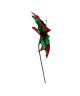 RED AND GREEN  VELVET POINSETTIA PICK - C9594