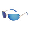 XS539 Sunglasses Silver Frame Color with White Blue Tips and Blue Revo Lenses