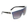 Unisex Sunglasses DE702 Black Arms with Blue Lens Trim