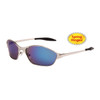 Men's Sport Sunglasses Wholesale - Style #XS120 Spring Hinge Silver with Blue Mirror
