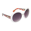 Ladies Fashion Sunglasses DE721 White Frame w/Stained Glass Patterns Arms