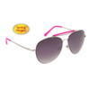 Metal Aviators with Spring Hinge Temples 816 Silver Frame w/Hot Pink Accents