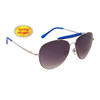 Metal Aviators with Spring Hinge Temples 816 Silver Frame w/Blue Accents