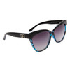 Designer Cat Eye Sunglasses DE5076 Gloss Black/Translucent Blue Tortoise